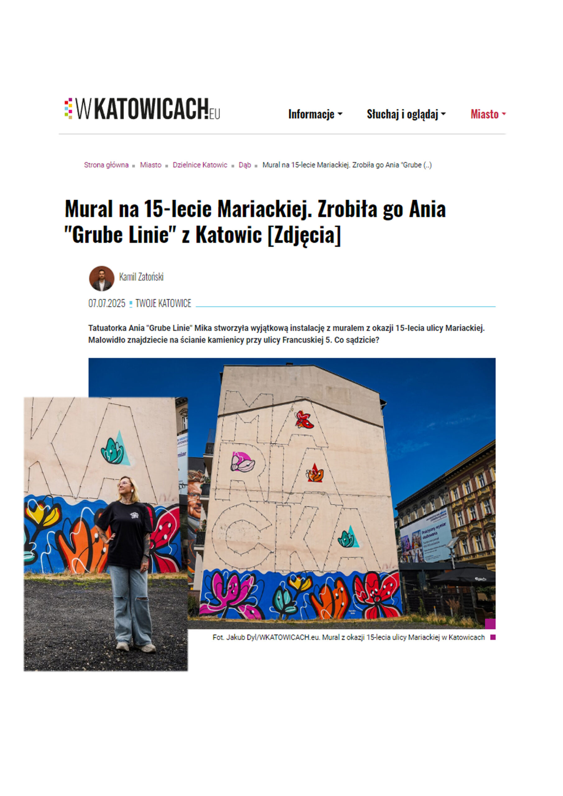 grube linie mural w katowicach mariacka